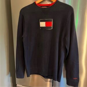 Tommy Hilfiger 3D big FLAG LOGO sweater Crewneck JAPAN men’s Medium, Y2K preppy